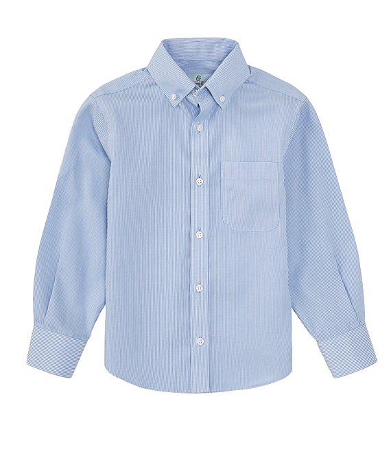 Color:Blue - Image 1 - Gold Label Little Boys 2T-7 Long-Sleeve Non-Iron Micro Stripe Button-Front Shirt