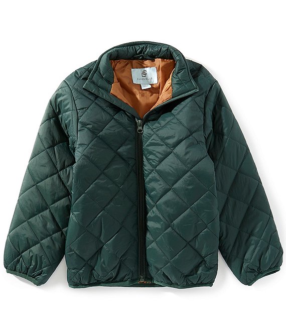 Class Club Little Boys Diamond Quilted Puffer, Green - Image 1