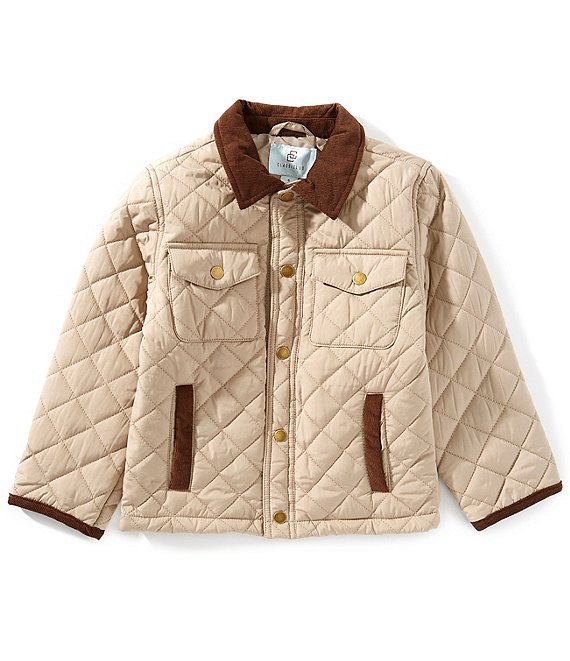 Class Club Little Boys Quilted Barn Coat, Khaki - Image 1