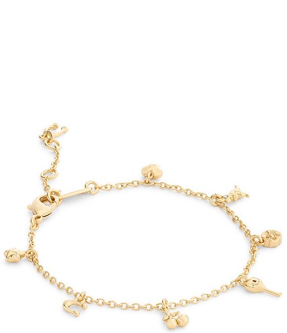 COACH Charming Charms Signature Line Bracelet, Shiny Gold - Image 1