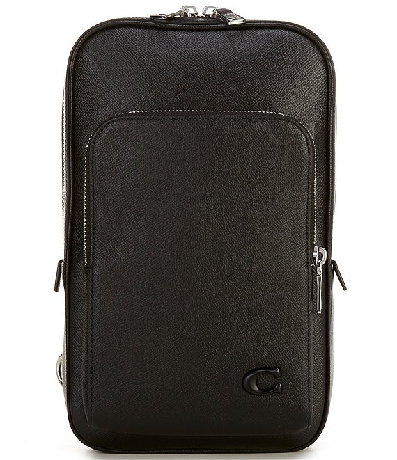 COACH Felix Cross Grain Leather Sling Pack, Black - Image 1