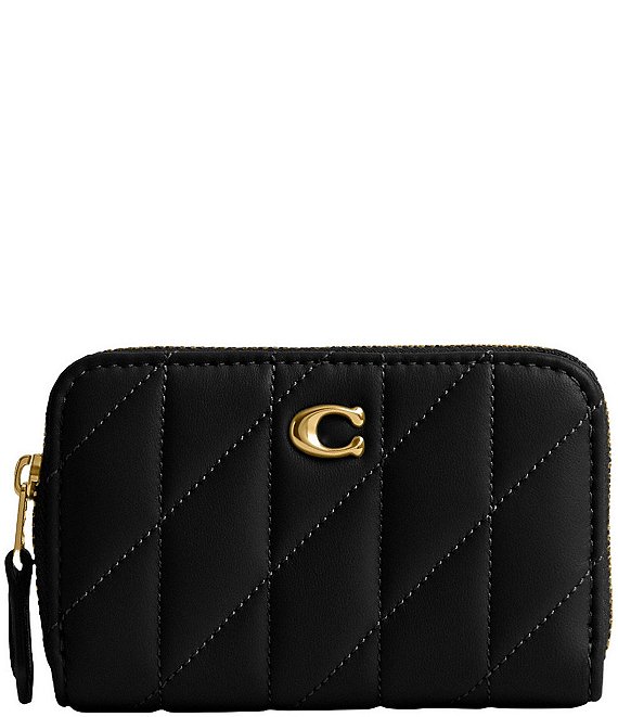 COACH Pillow Quilted Small Zip Around Card Case, Black - Image 1