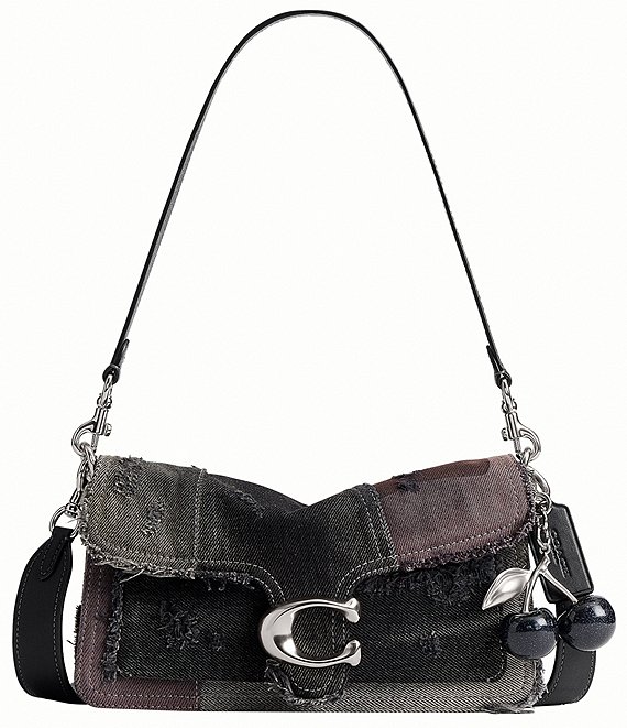 COACH Tabby 26 Patchwork Denim Cherry Charm Shoulder Bag