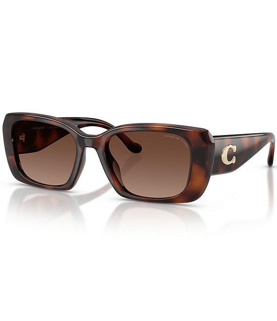 COACH Women's HC8435U 54mm Polarized Rectangle Sunglasses, Dark Tortoise - Image 1