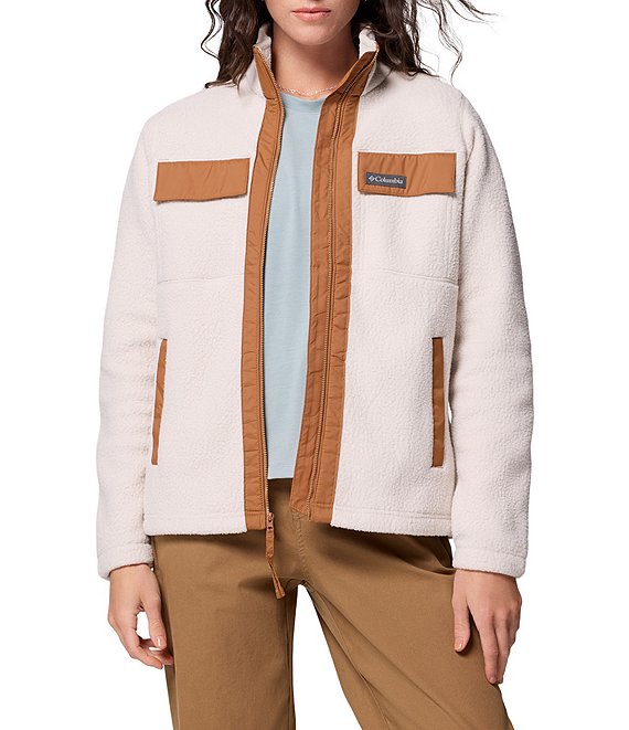 Columbia Juniper Peak Stand Collar Long Sleeves Drawcord Hem Full Zip Fleece Jacket, Dark/Stone/Camel Brown - Image 1