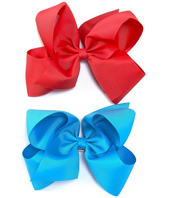 Color:La Rosa/Blue - Image 1 - Girls Grosgrain King Bows 2-Pack