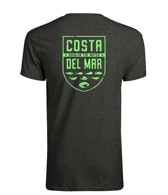 Color:Dark Heather - Image 1 - Men's Shield Graphic Short-Sleeve Heathered T-Shirt