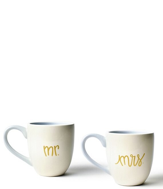 Coton Colors Ecru Mr. and Mrs. Mugs Set of 2