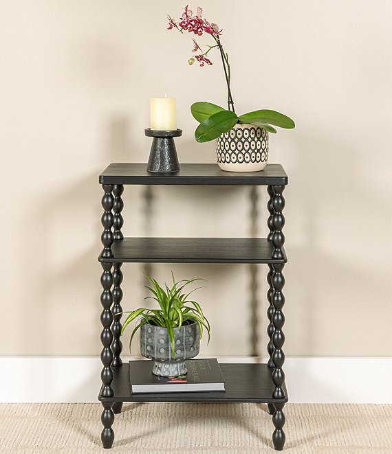Creative Co Op 3-Tier Wooden Bobbin Spindle Leg Rectangular Accent Table
