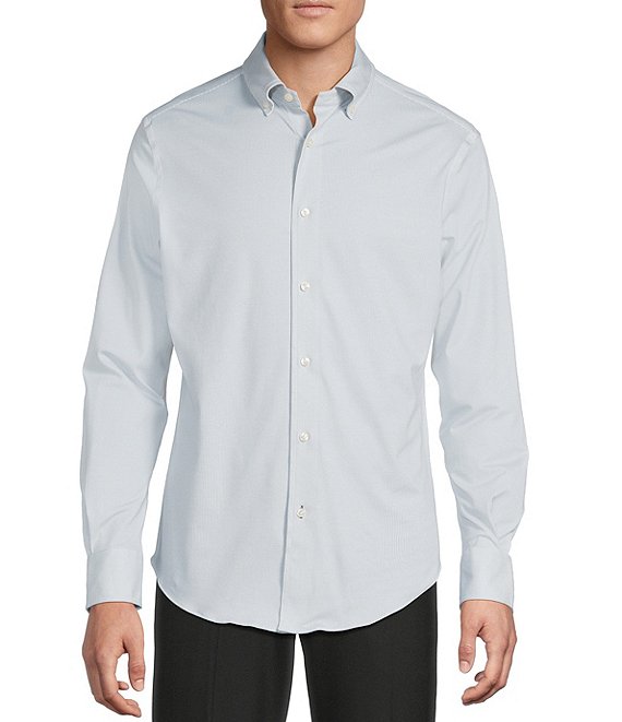 Cremieux Daniel Cremieux Signature Label Luxe Stretch Micro Pattern Long Sleeve Woven Shirt, Grey - Image 1