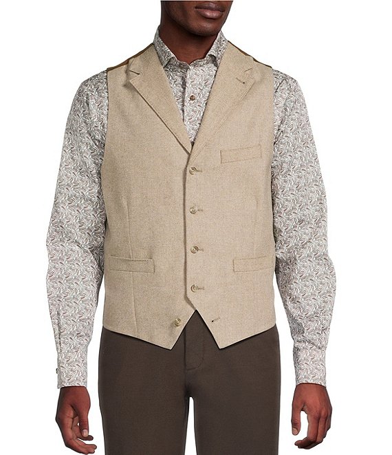 Cremieux Daniel Cremieux Signature Label The Highlands Collection Herringbone Wool Vest, Brown - Image 1