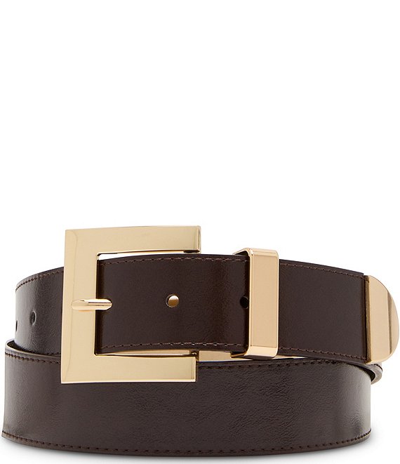 Dillard's 1.37#double; Square Buckle Glazed Belt, Chocolate - Image 1