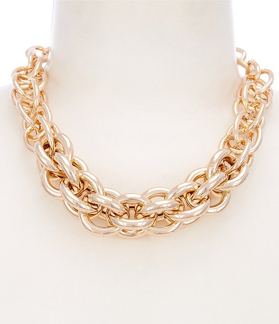 Dillard's Large Oval Link Chain Interlinked Collar Necklace