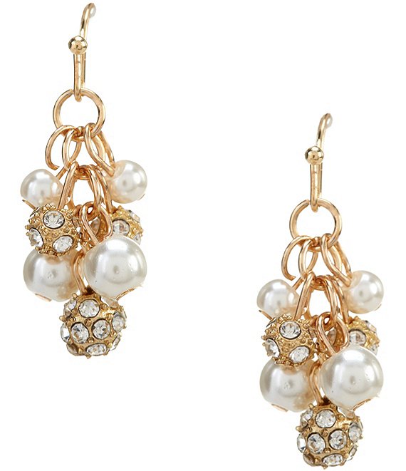 Dillard's Pearl and Fireball Shaky Drop Earrings, Pearl/Gold - Image 1