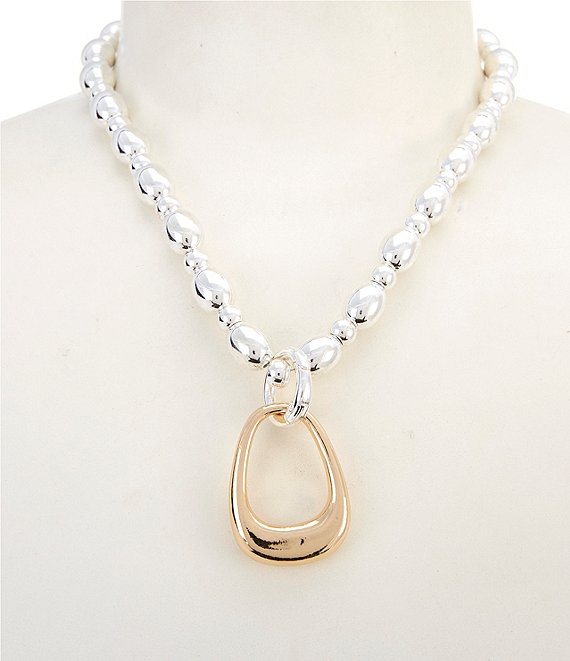 Dillard's Two-Tone Stirrup Pendant Statement Necklace