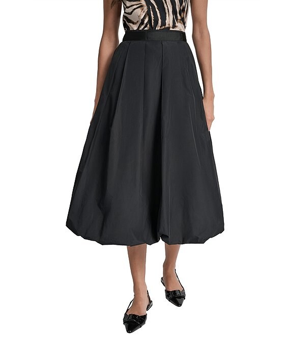 Donna Karan DKNY by Donna Karan Taffeta Bubble Midi Skirt, Black - Image 1