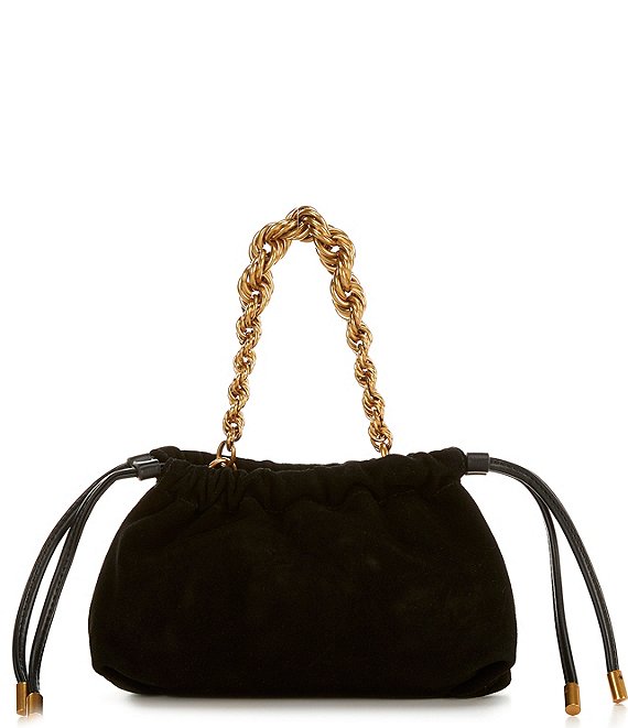 Dolce Vita Cleo Mini Suede Drawstring Clutch, Black - Image 1