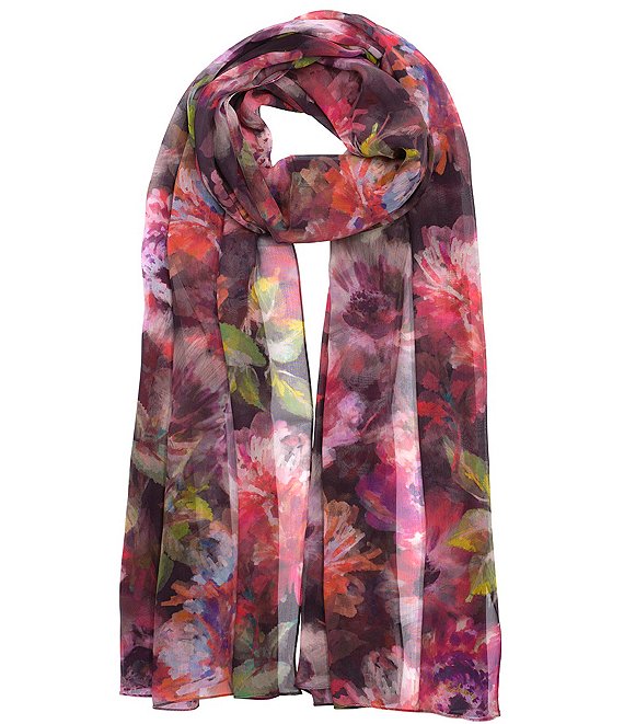 Echo Hazy Floral Crinkle Scarf Wrap, Black Multi - Image 1