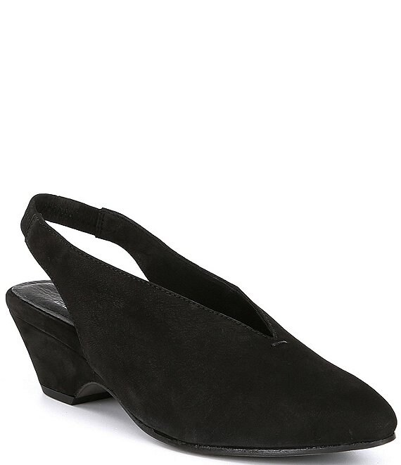 Eileen Fisher Gatwick Suede Slingback Block Heel Pumps