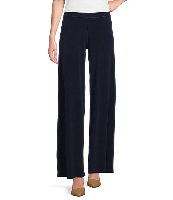 Eva Varro Knit Elastic Waist Wide Leg Pants, Navy - Image 1