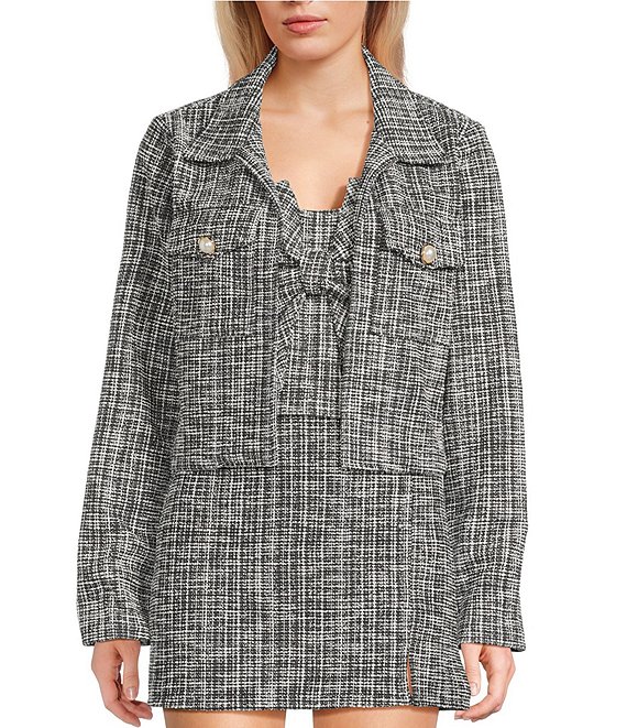 Evolutionary Coordinating Boucle Jacket, Black/White - Image 1