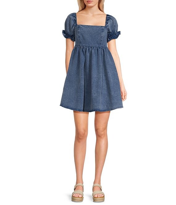 Evolutionary Washed Denim Short Sleeve Dress