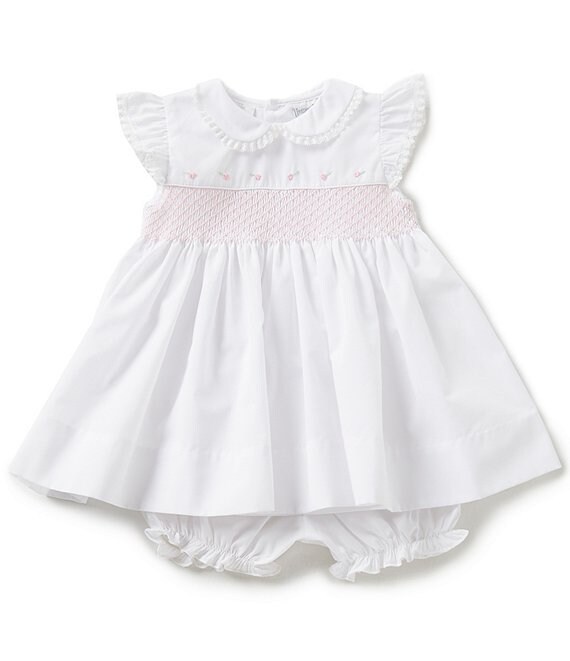 Friedknit Creations Baby Girls 3-9 Months Flutter Sleeve Smocked Dress