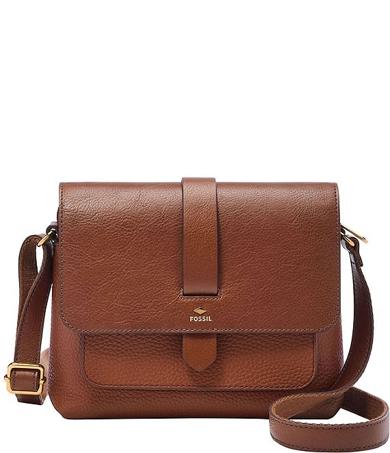 Fossil Kinley Small Fold Over Leather Saddle Crossbody Bag