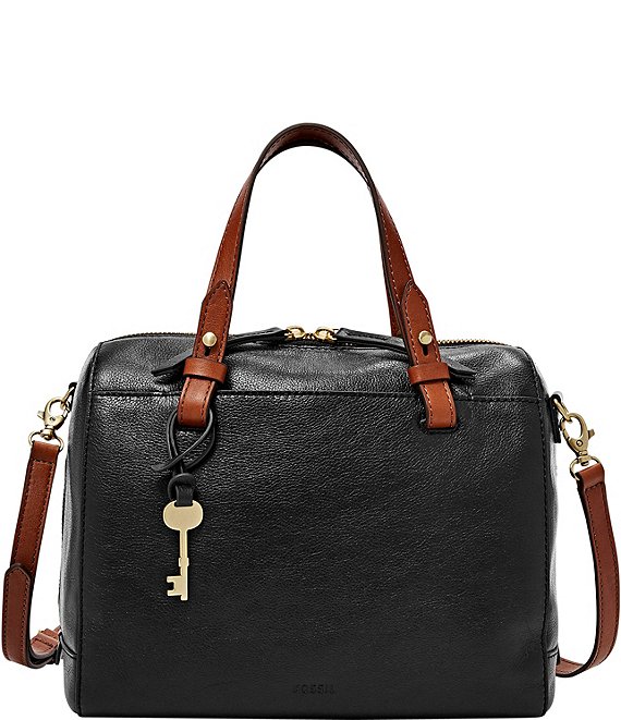 Color:Black - Image 1 - Rachel Zip Leather Satchel Bag