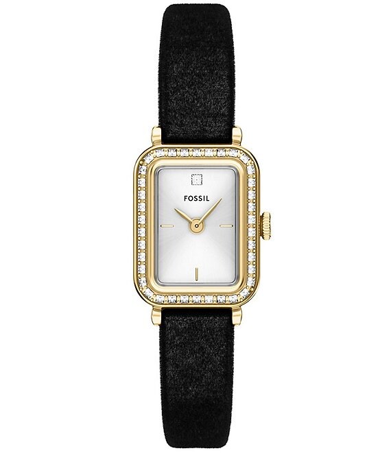 Fossil Women's Raquel Quartz Two-Hand Velvet Strap Watch, Black - Image 1