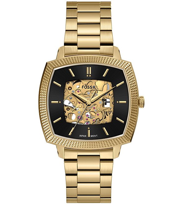 Fossil x Nick Jonas Machine Luxe Automatic Stainless Steel Bracelet Watch, Gold - Image 1