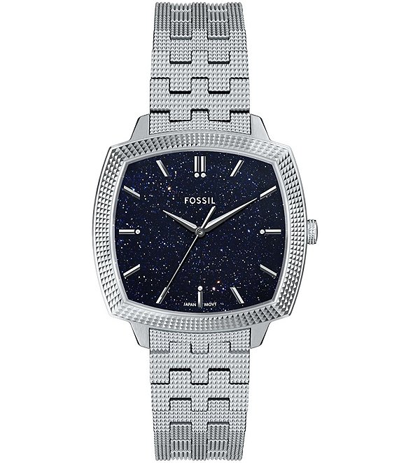 Fossil x Nick Jonas Machine Luxe Three-Hand Stainless Steel Bracelet Watch, Silver/Aventurine - Image 1