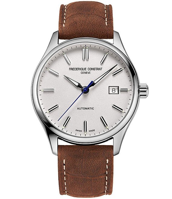 Frederique Constant Men's Classics Index Automatic Brown Leather Strap Watch, Brown/White Dial - Image 1