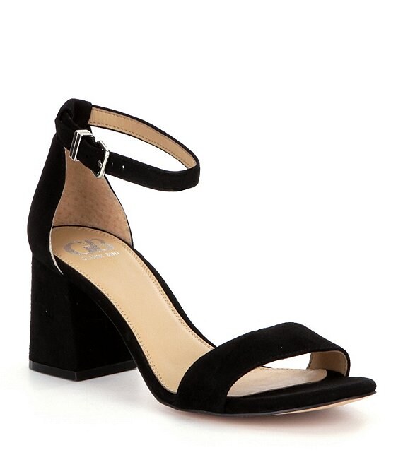 GB Block-Party Suede Banded Ankle Strap Block Heel Dress Sandals