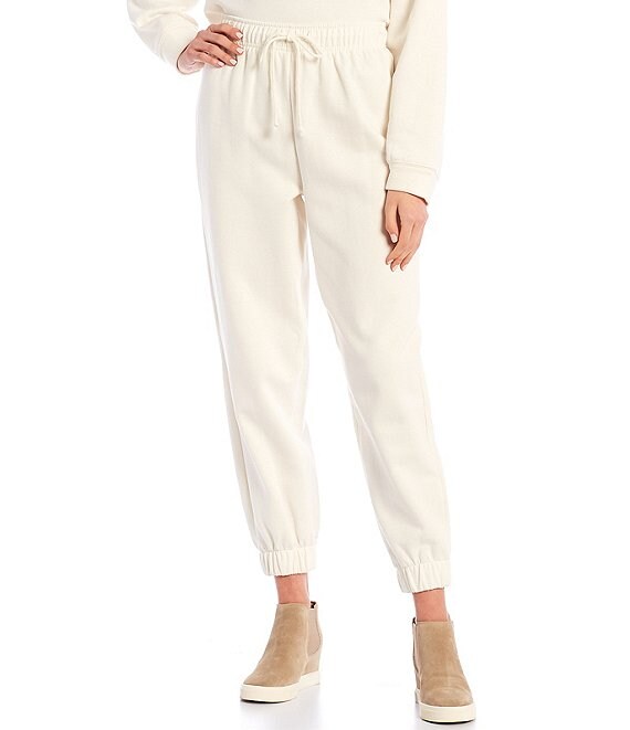 Color:Ivory - Image 1 - Coordinating Heathered Cuffed Jogger Pants