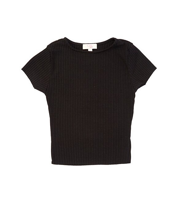 GB Girls Big Girls 7-19 Short Sleeve Raw-Hem Rib Knit Top