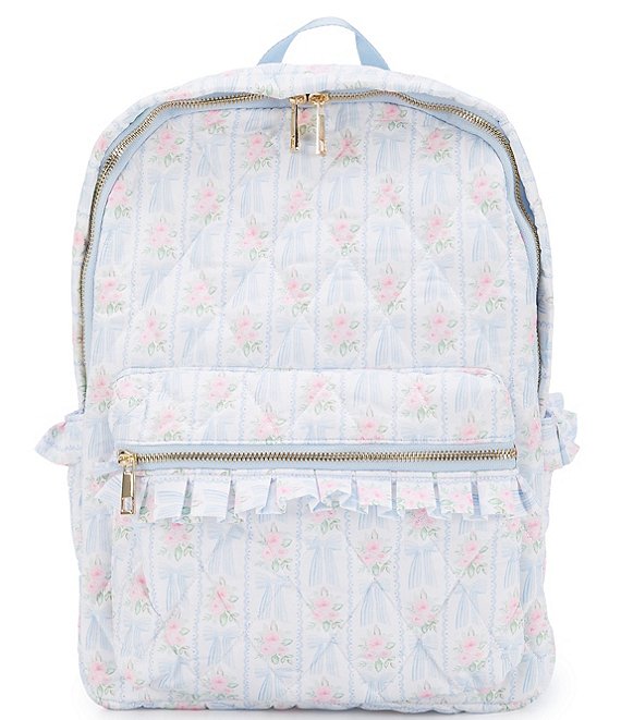 GB Girls Quilted Floral Bow Ruffle Backpack