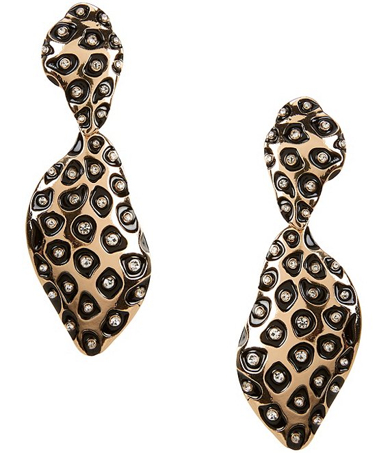 Gemma Layne Cheetah Print Statement Drop Earrings, Black/Crystal - Image 1