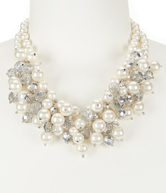 Gemma Layne Pearl Cluster Frontal Statement Necklace