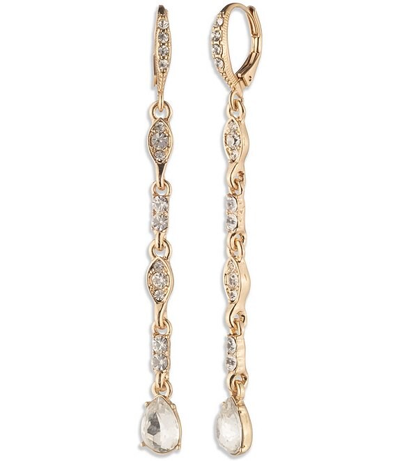 Givenchy Crystal Linear Earrings, Gold - Image 1