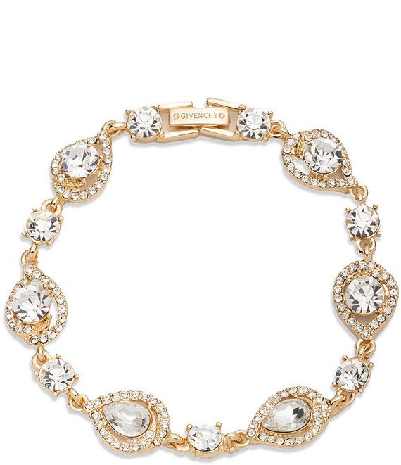 Givenchy Gold Tone Teardrop Crystal Flex Line Bracelet