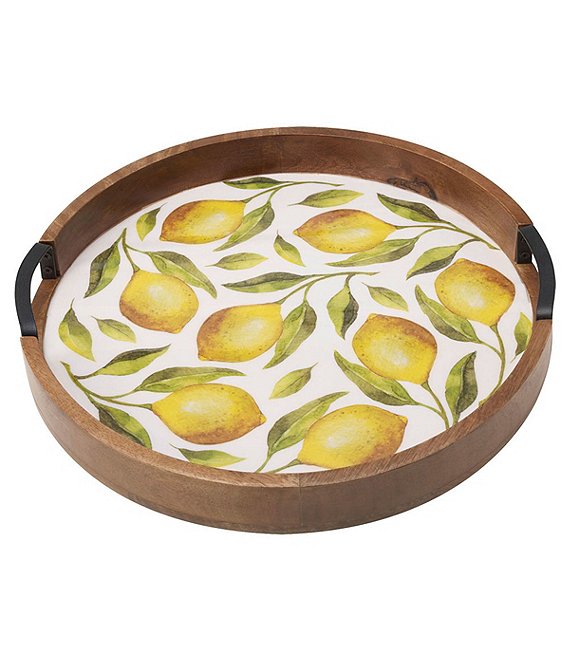 Gourmet Basics by Mikasa Round Lemons Lazy Susan Serving Tray