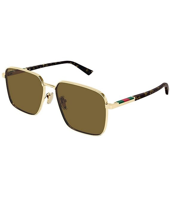 Gucci Women's Subtle Web 60mm Square Sunglasses, Shiny Endura Gold/Brown - Image 1