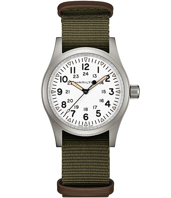Color:Green - Image 1 - Khaki Field Mechanical NATO Strap Watch