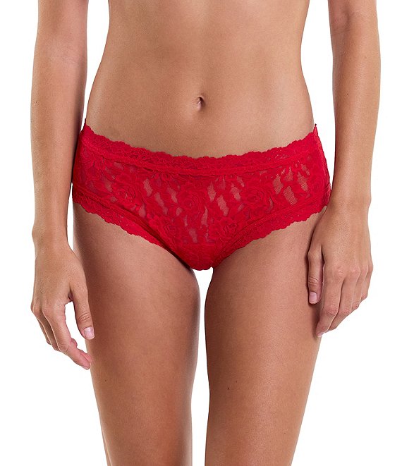 Hanky Panky Signature Lace Key Hole Cheeky Bikini Panty, Red - Image 1