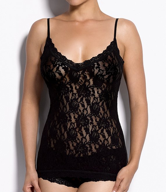 Color:Black - Image 1 - Signature Lace V-Front Camisole