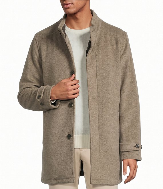Hart Schaffner Marx Canfield Melange Knit Wool Blend Topcoat