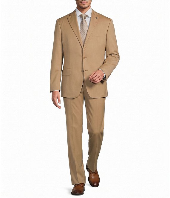 Hart Schaffner Marx Chicago Classic Flat Front Solid Wool Blend 2-Piece Suit