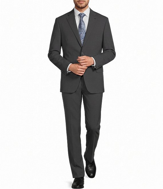 Hart Schaffner Marx New York Modern Fit Flat Front Solid Wool-Blend 2-Piece Suit