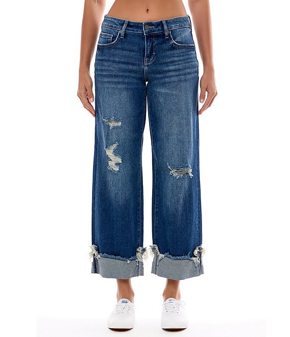 Hidden Jeans Logan Distressed Cuffed Jeans, Medium Wash - Image 1